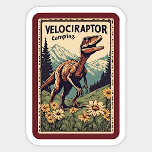 Velociraptor Dinosaur in the Prehistoric World Camping Lover Sticker